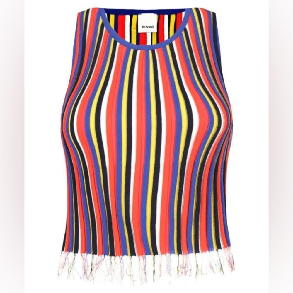 Pinko Colourful Fringe striped tank